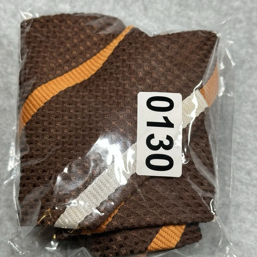 Vintage‎ Macrae Textured Brown Stripe Tie 70s Dacron Wide Retro 54x4.25in